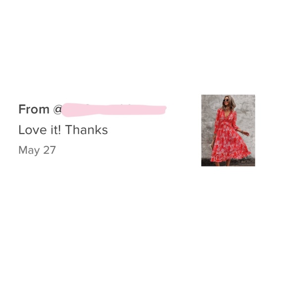 Ditsy Floral Red Midi Dress V-Neck - Picture 7 of 8